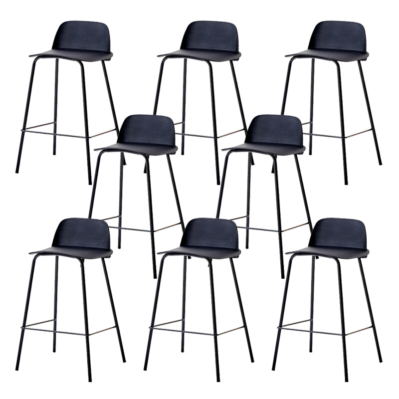 Indoor Glam Armless Low Back Bar Stool Plastic Stool with Steel Legs