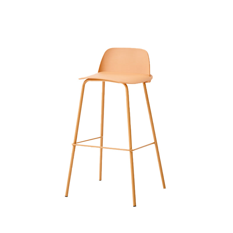 Indoor Glam Armless Low Back Bar Stool Plastic Stool with Steel Legs