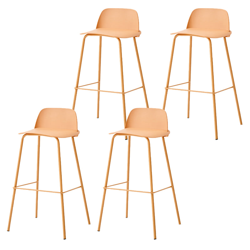 Indoor Glam Armless Low Back Bar Stool Plastic Stool with Steel Legs
