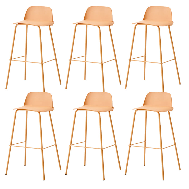 Indoor Glam Armless Low Back Bar Stool Plastic Stool with Steel Legs