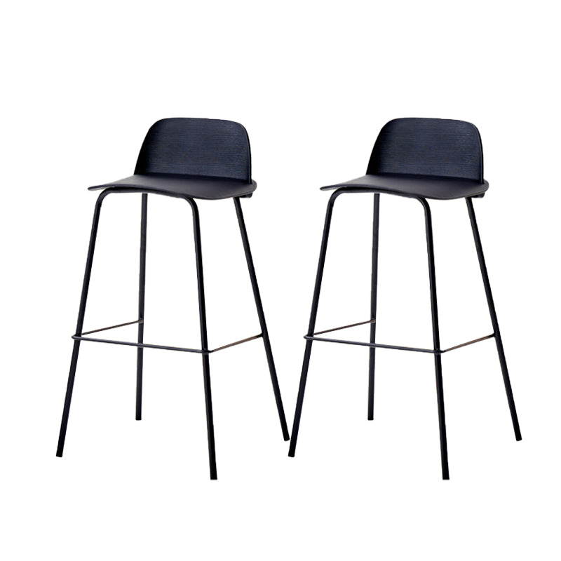 Indoor Glam Armless Low Back Bar Stool Plastic Stool with Steel Legs