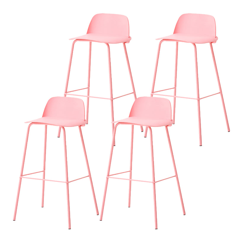 Indoor Glam Armless Low Back Bar Stool Plastic Stool with Steel Legs