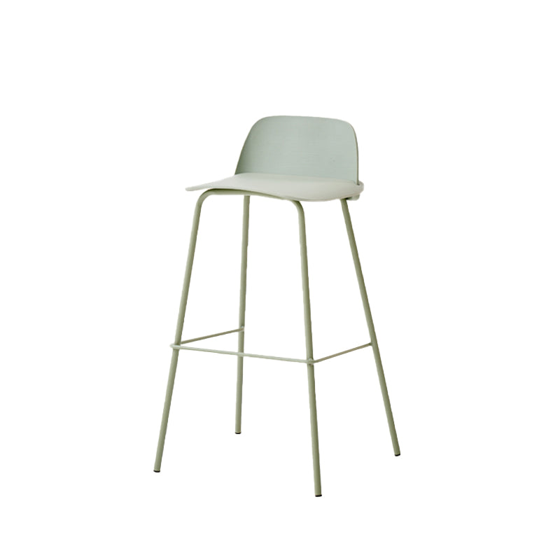 Indoor Glam Armless Low Back Bar Stool Plastic Stool with Steel Legs