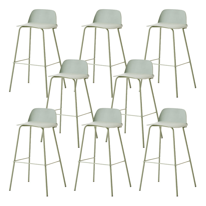 Indoor Glam Armless Low Back Bar Stool Plastic Stool with Steel Legs
