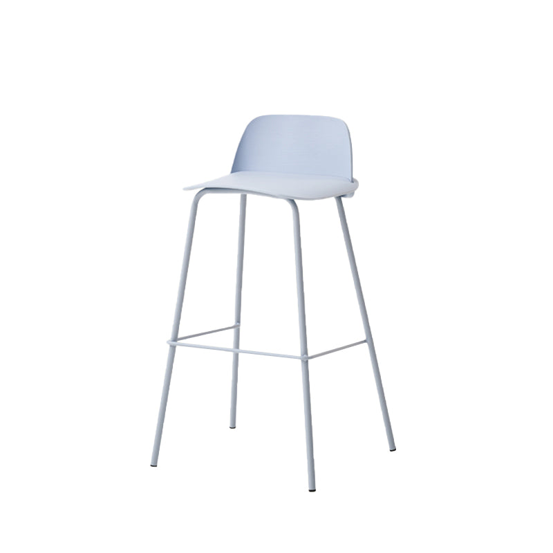 Indoor Glam Armless Low Back Bar Stool Plastic Stool with Steel Legs