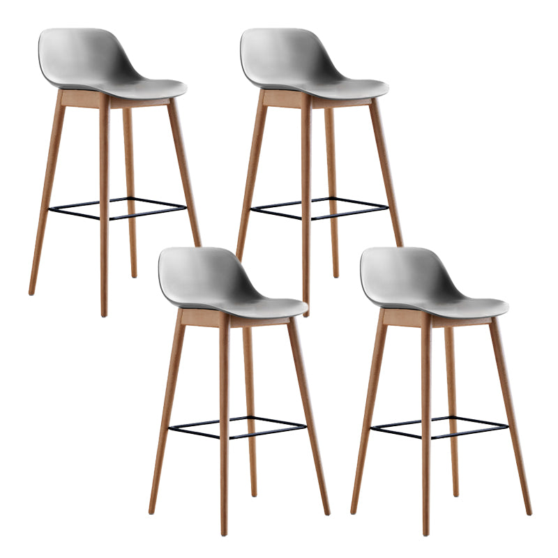 Scandinavian Low Back Armless Bar Stool Beech Solid Wood and Plastic Bar Stool