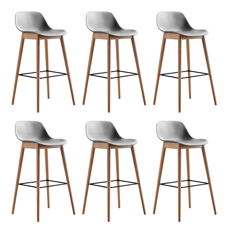 Scandinavian Low Back Armless Bar Stool Beech Solid Wood and Plastic Bar Stool