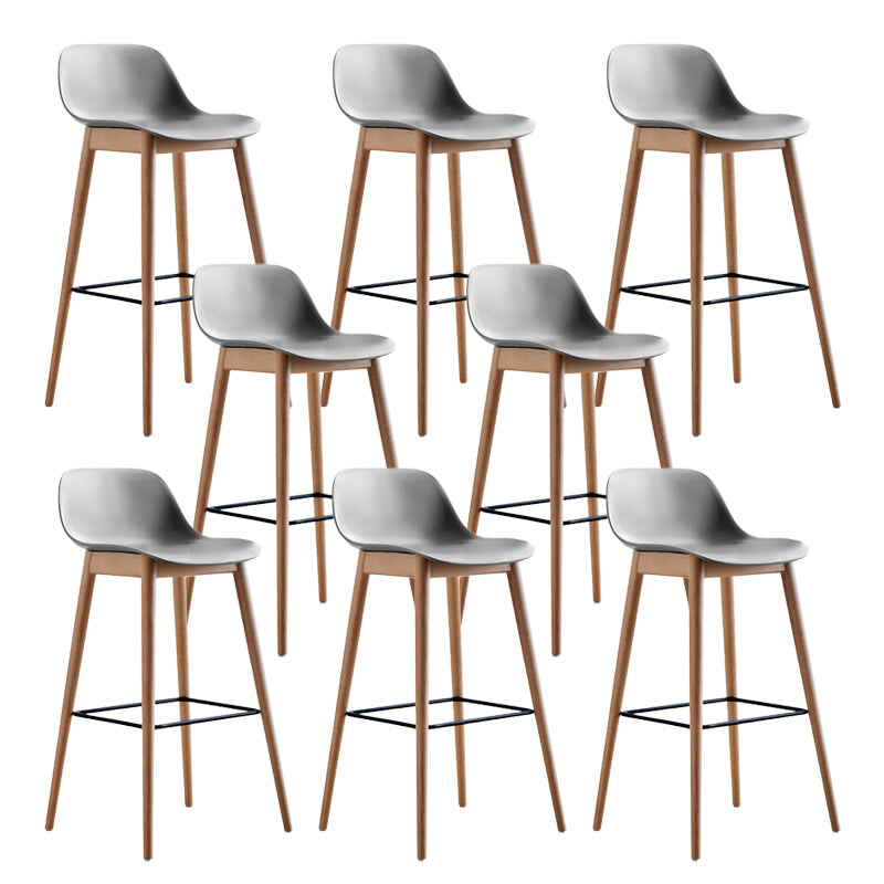 Scandinavian Low Back Armless Bar Stool Beech Solid Wood and Plastic Bar Stool