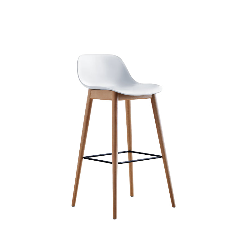 Scandinavian Low Back Armless Bar Stool Beech Solid Wood and Plastic Bar Stool
