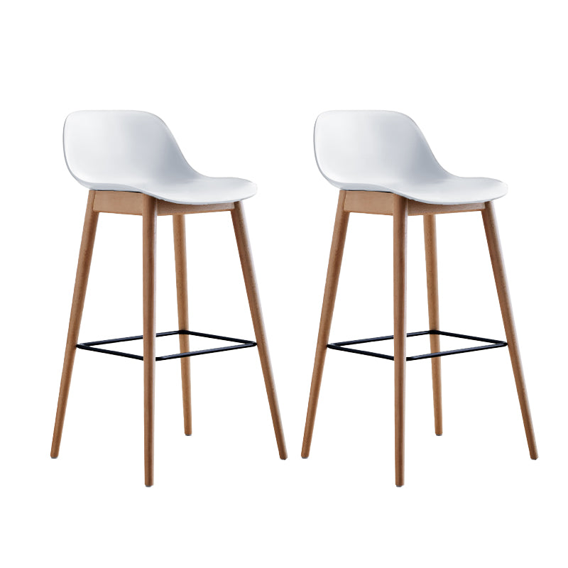 Scandinavian Low Back Armless Bar Stool Beech Solid Wood and Plastic Bar Stool