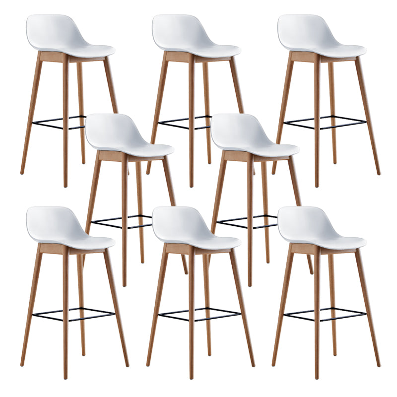 Scandinavian Low Back Armless Bar Stool Beech Solid Wood and Plastic Bar Stool