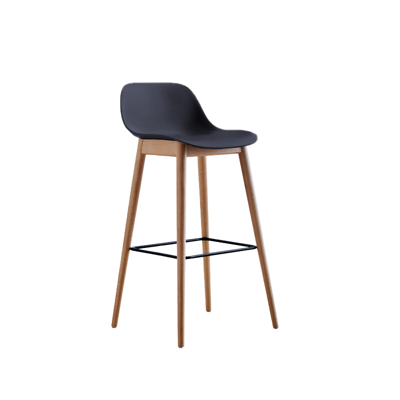 Scandinavian Low Back Armless Bar Stool Beech Solid Wood and Plastic Bar Stool