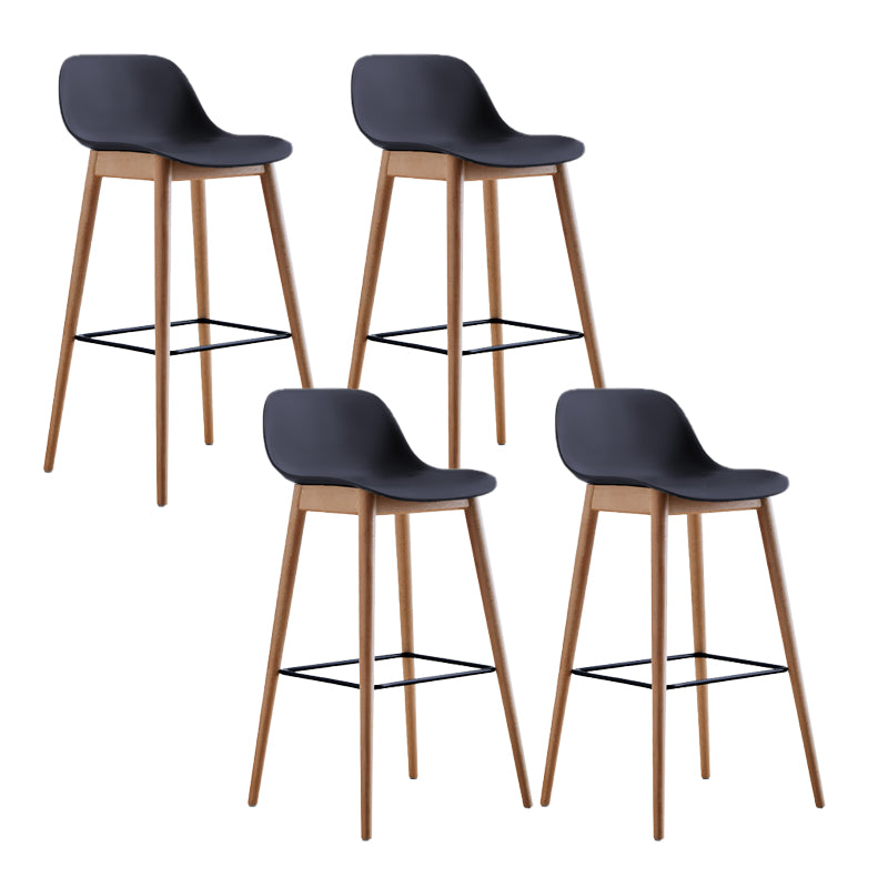Scandinavian Low Back Armless Bar Stool Beech Solid Wood and Plastic Bar Stool