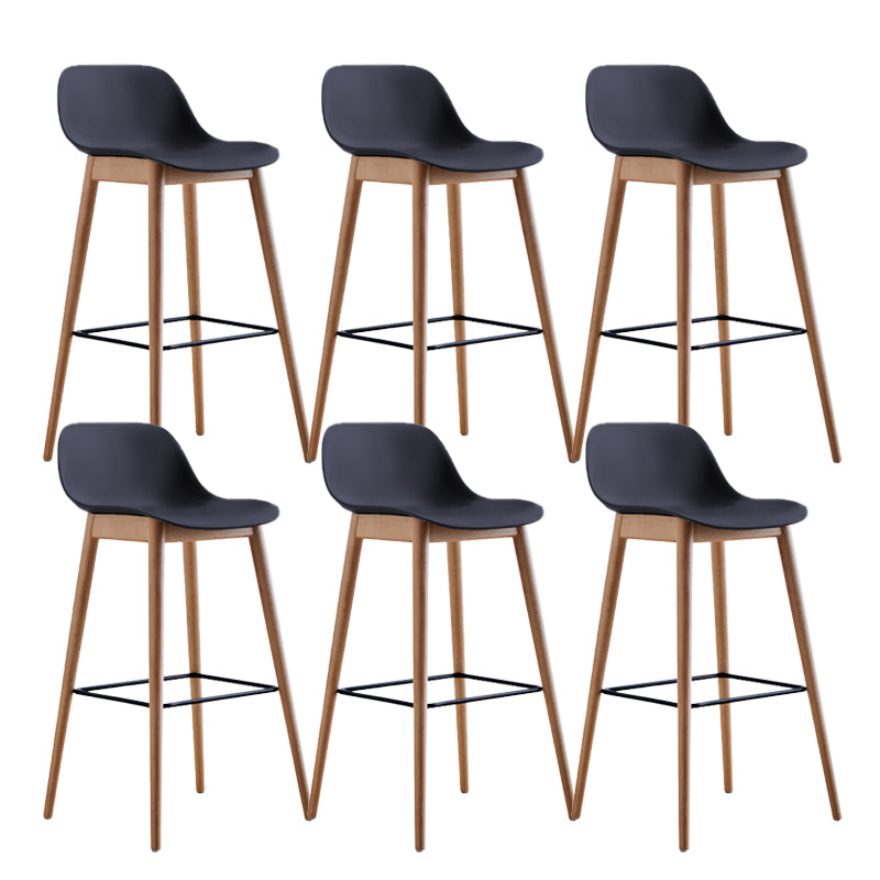 Scandinavian Low Back Armless Bar Stool Beech Solid Wood and Plastic Bar Stool