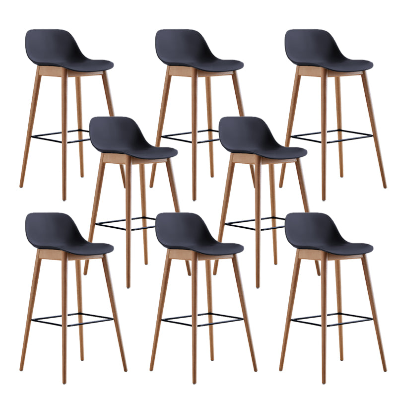 Scandinavian Low Back Armless Bar Stool Beech Solid Wood and Plastic Bar Stool