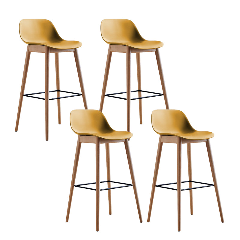 Scandinavian Low Back Armless Bar Stool Beech Solid Wood and Plastic Bar Stool