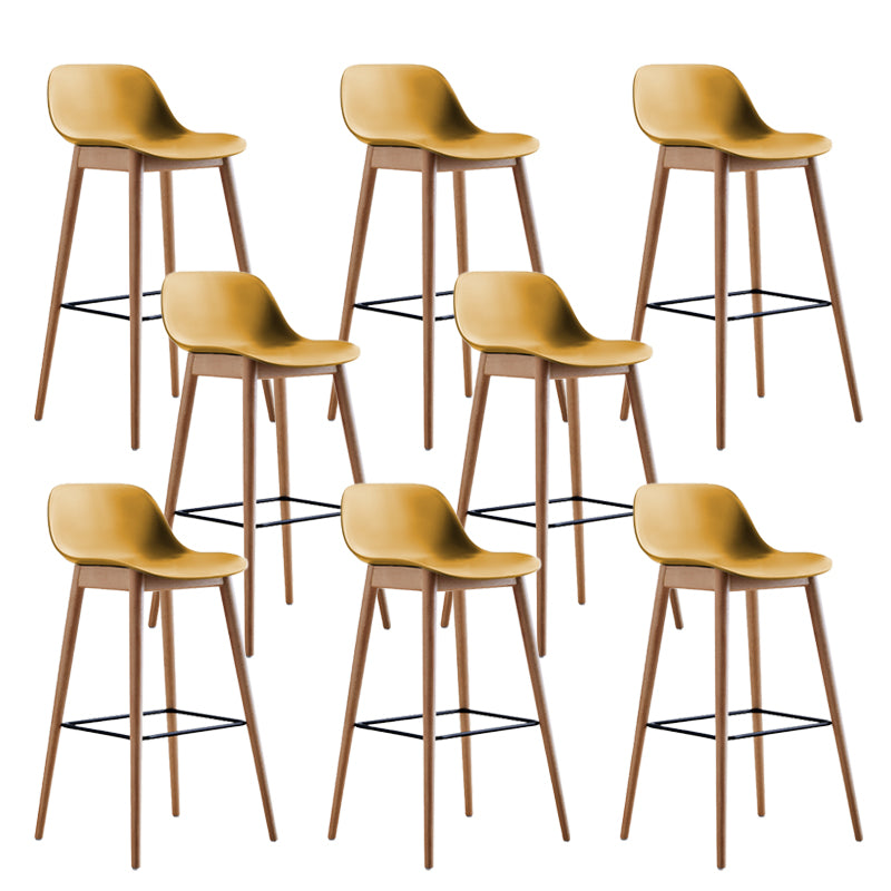 Scandinavian Low Back Armless Bar Stool Beech Solid Wood and Plastic Bar Stool