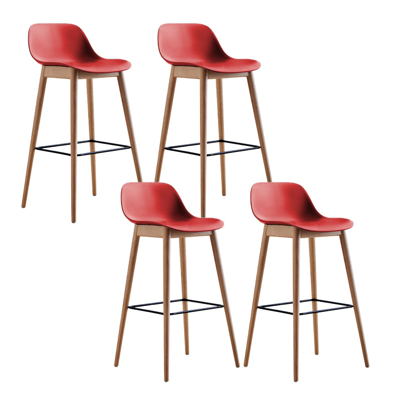 Scandinavian Low Back Armless Bar Stool Beech Solid Wood and Plastic Bar Stool