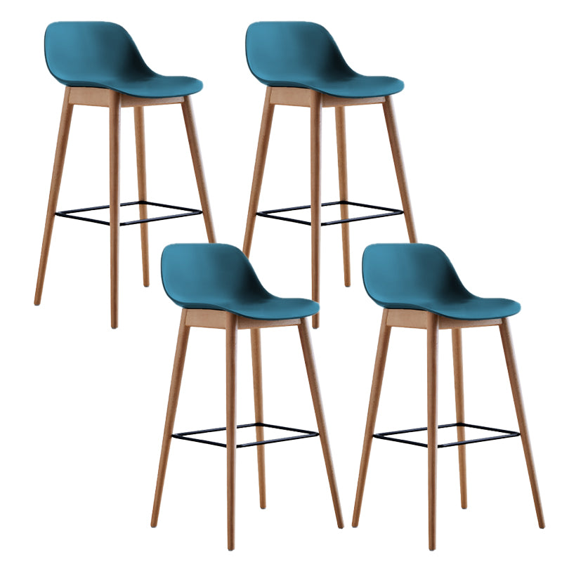 Scandinavian Low Back Armless Bar Stool Beech Solid Wood and Plastic Bar Stool