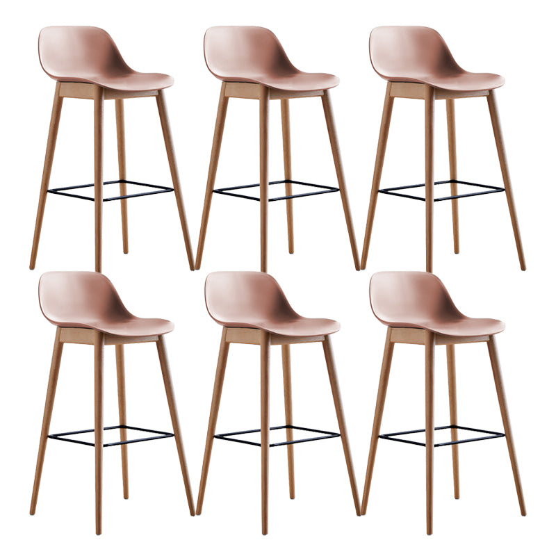 Scandinavian Low Back Armless Bar Stool Beech Solid Wood and Plastic Bar Stool