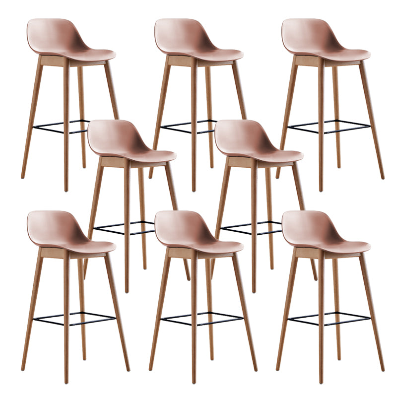 Scandinavian Low Back Armless Bar Stool Beech Solid Wood and Plastic Bar Stool