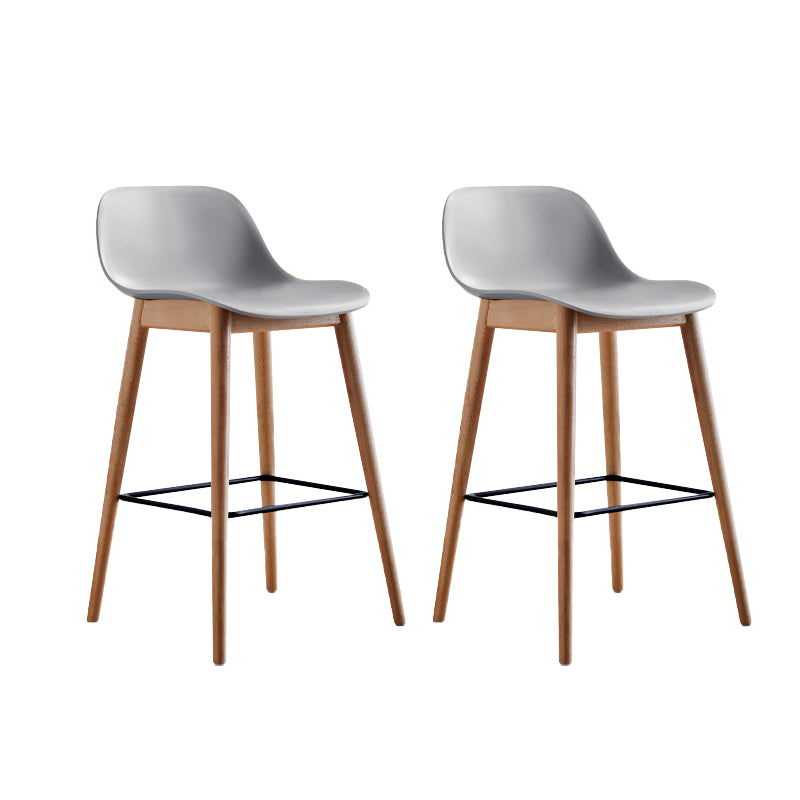 Scandinavian Low Back Armless Bar Stool Beech Solid Wood and Plastic Bar Stool