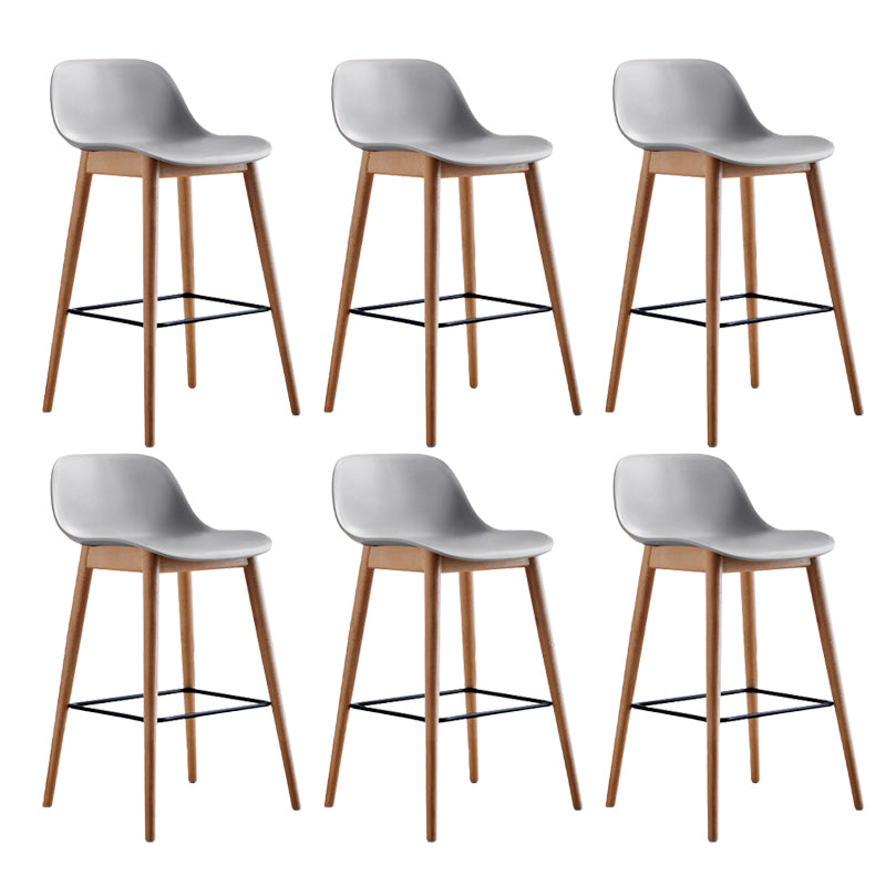 Scandinavian Low Back Armless Bar Stool Beech Solid Wood and Plastic Bar Stool