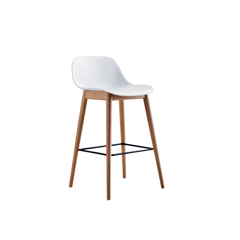 Scandinavian Low Back Armless Bar Stool Beech Solid Wood and Plastic Bar Stool