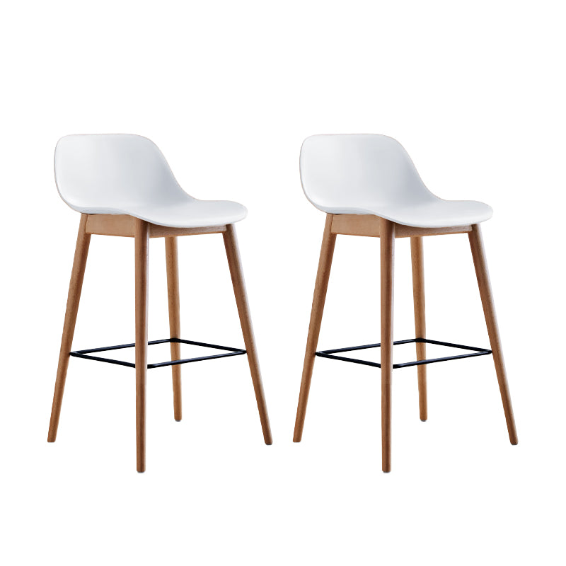 Scandinavian Low Back Armless Bar Stool Beech Solid Wood and Plastic Bar Stool