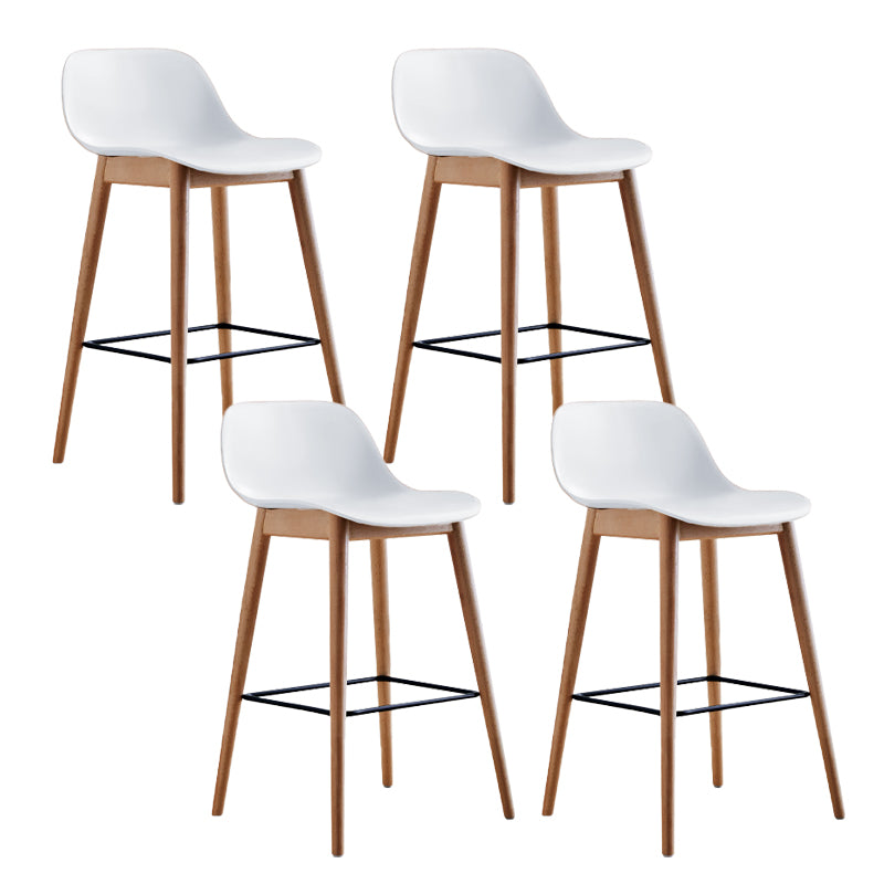 Scandinavian Low Back Armless Bar Stool Beech Solid Wood and Plastic Bar Stool
