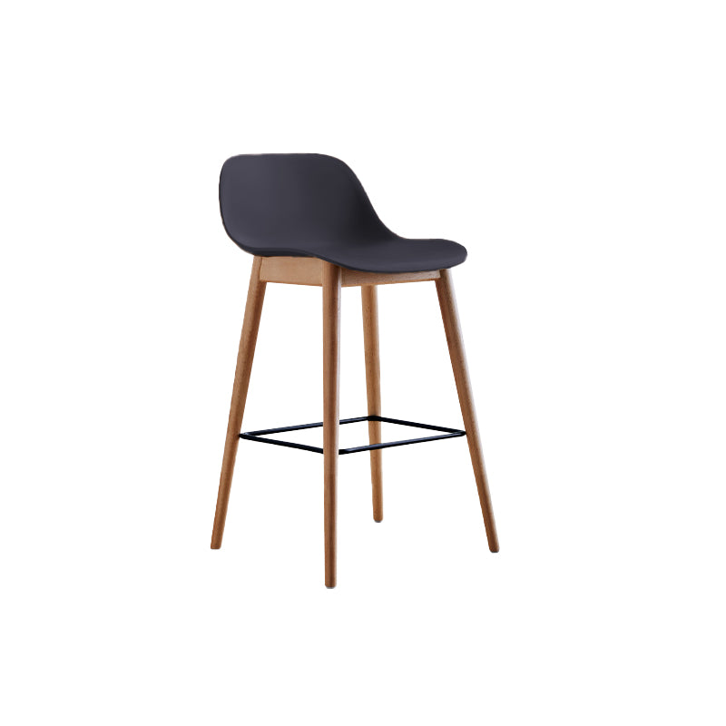 Scandinavian Low Back Armless Bar Stool Beech Solid Wood and Plastic Bar Stool
