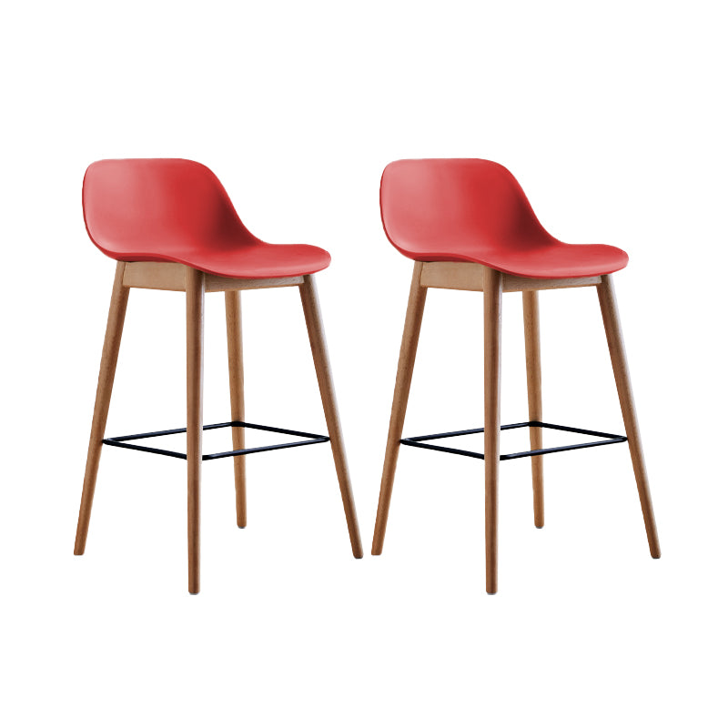 Scandinavian Low Back Armless Bar Stool Beech Solid Wood and Plastic Bar Stool