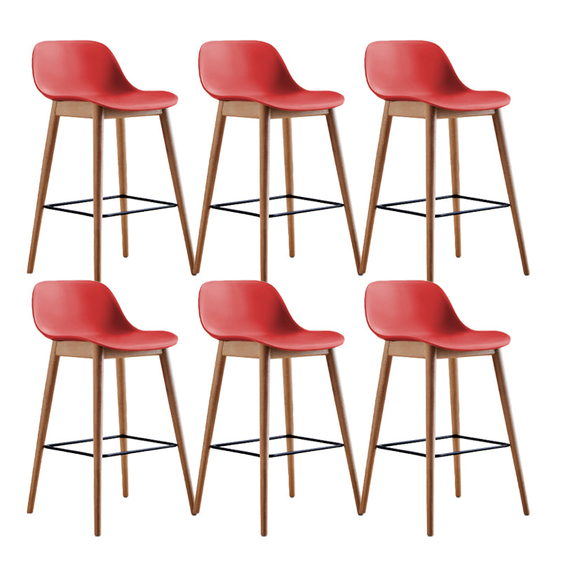 Scandinavian Low Back Armless Bar Stool Beech Solid Wood and Plastic Bar Stool