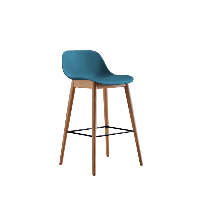 Scandinavian Low Back Armless Bar Stool Beech Solid Wood and Plastic Bar Stool