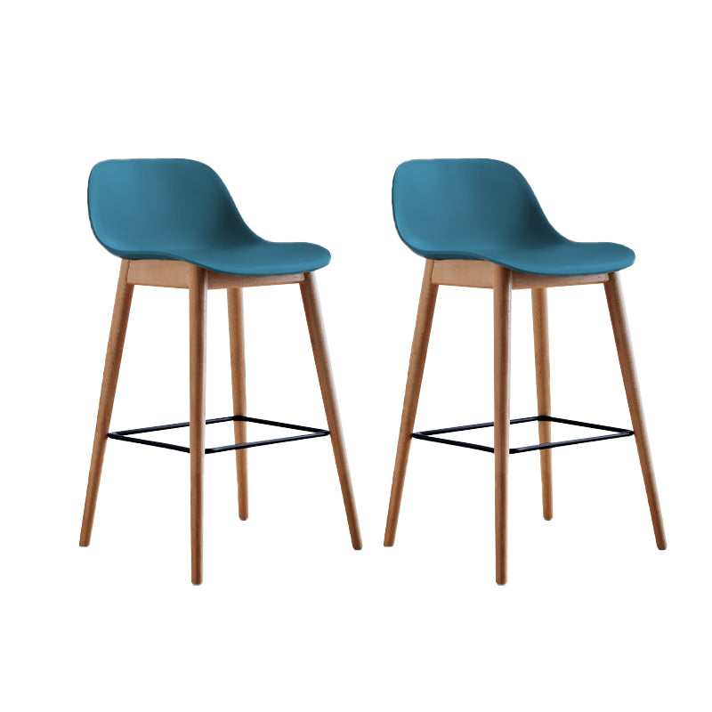 Scandinavian Low Back Armless Bar Stool Beech Solid Wood and Plastic Bar Stool