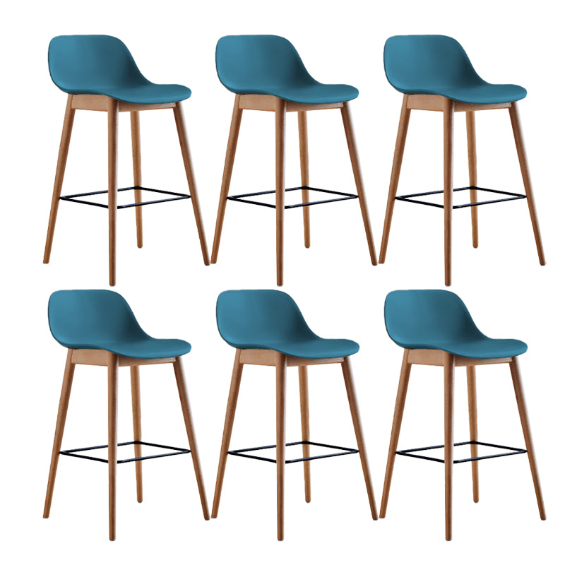 Scandinavian Low Back Armless Bar Stool Beech Solid Wood and Plastic Bar Stool