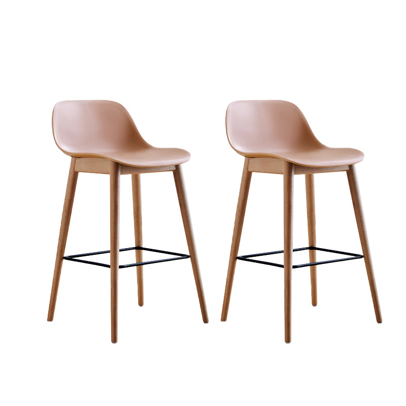 Scandinavian Low Back Armless Bar Stool Beech Solid Wood and Plastic Bar Stool