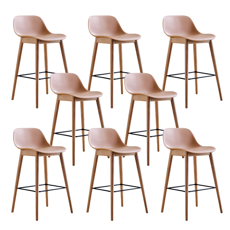 Scandinavian Low Back Armless Bar Stool Beech Solid Wood and Plastic Bar Stool