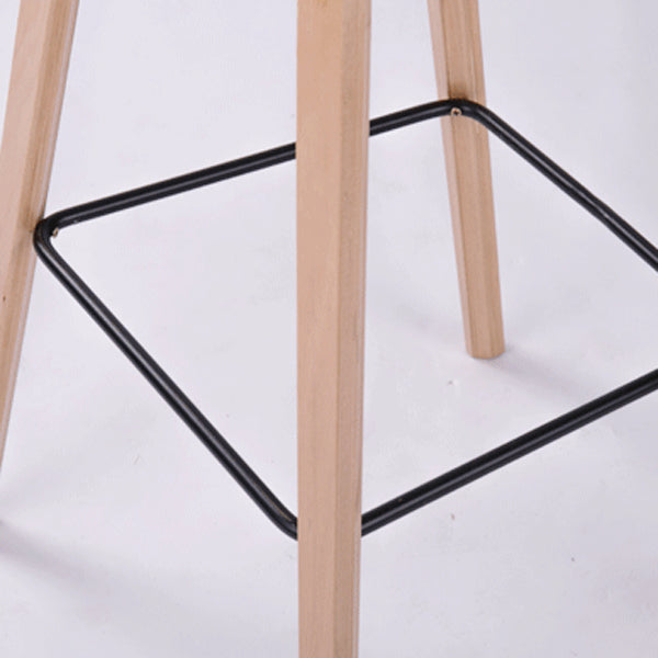 Indoor Plastic Bucket Seat Scandinavian Armless Bar Height Stool with Wood Legs