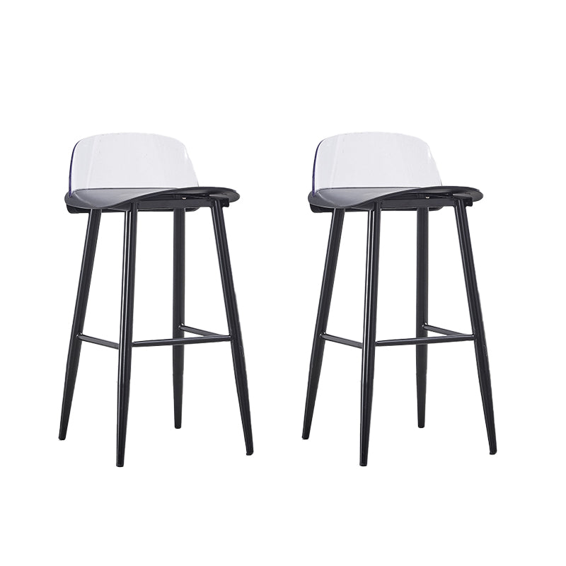 Indoor Glam Low Back Bar Stool Armless Metal and Plastic Bar Stool