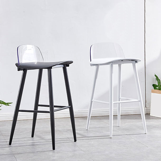 Indoor Glam Low Back Bar Stool Armless Metal and Plastic Bar Stool