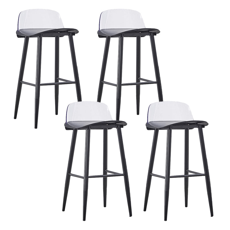 Indoor Glam Low Back Bar Stool Armless Metal and Plastic Bar Stool
