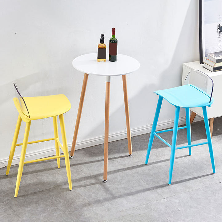 Indoor Glam Low Back Bar Stool Armless Metal and Plastic Bar Stool