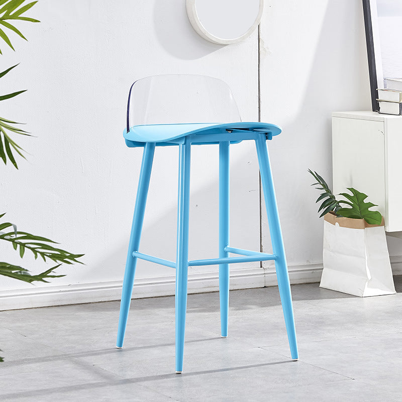 Indoor Glam Low Back Bar Stool Armless Metal and Plastic Bar Stool