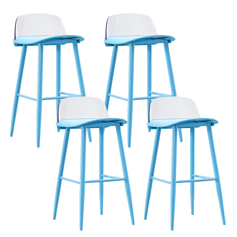 Indoor Glam Low Back Bar Stool Armless Metal and Plastic Bar Stool