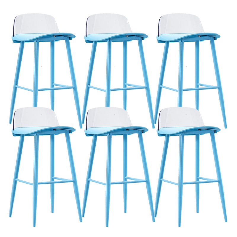 Indoor Glam Low Back Bar Stool Armless Metal and Plastic Bar Stool