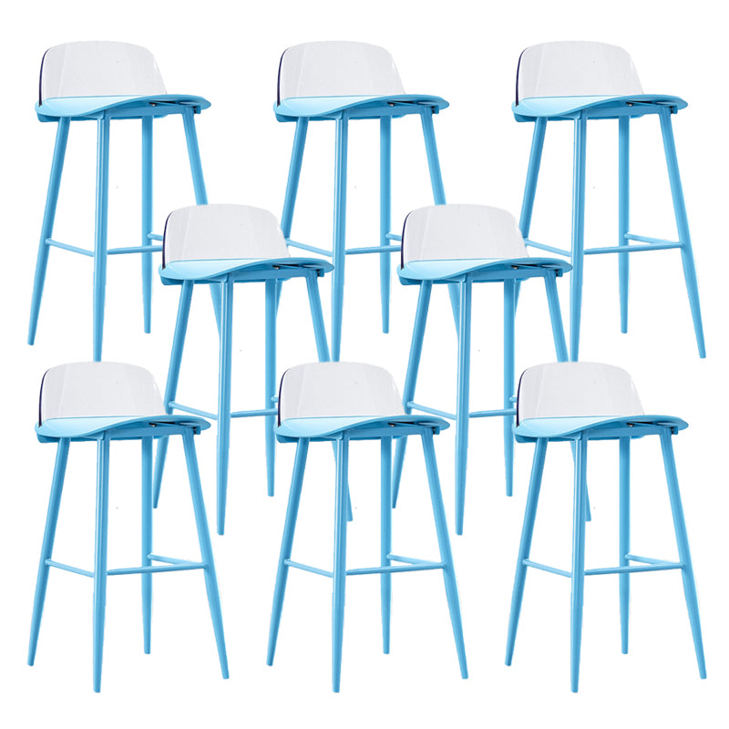 Indoor Glam Low Back Bar Stool Armless Metal and Plastic Bar Stool