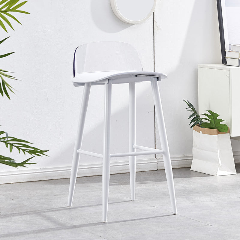 Indoor Glam Low Back Bar Stool Armless Metal and Plastic Bar Stool