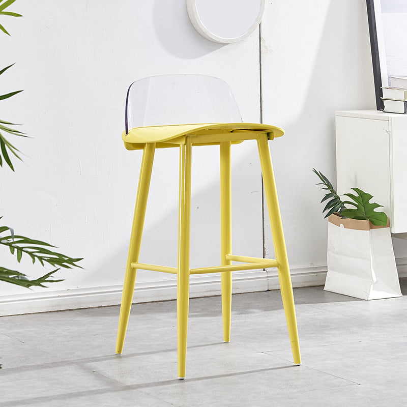 Indoor Glam Low Back Bar Stool Armless Metal and Plastic Bar Stool