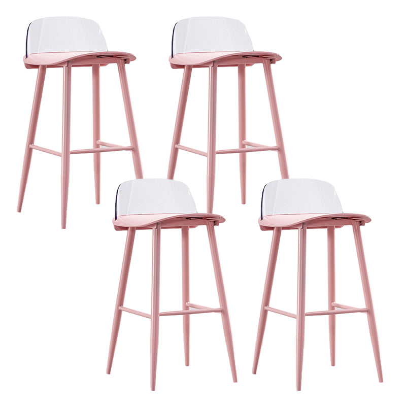 Indoor Glam Low Back Bar Stool Armless Metal and Plastic Bar Stool